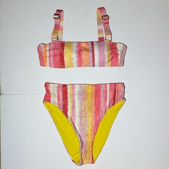 NWT MSRP $136 Becca Striped Bikini Set in Large Women's Size Large - Picture 4 of 11